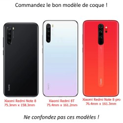 Coque pour Xiaomi Redmi Note 8T Club Rugby Castelnaudary fond quadrillé rouge blanc - coque noire TPU souple