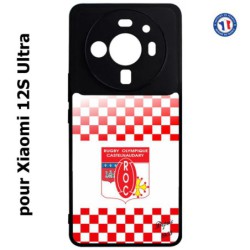 Coque pour Xiaomi 12S Ultra Club Rugby Castelnaudary fond quadrillé rouge blanc