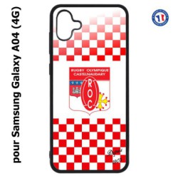 Coque pour Samsung Galaxy A04 (4G) - Club Rugby Castelnaudary fond quadrillé rouge blanc